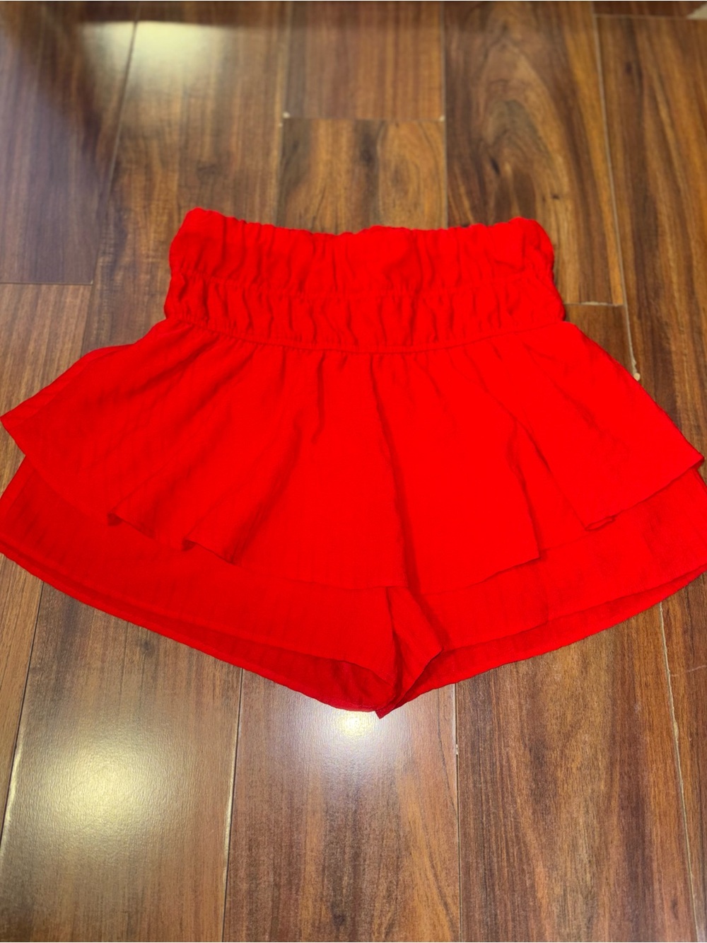 Women’s Red Ruffle Tier Skort with Elastic Waist